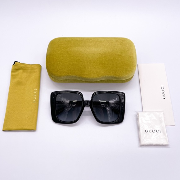 NEW GUCCI GG1314S 001 WOMEN’S BLACK SQUARE FRAME SUNGLASSES GUCCI - Picture 14 of 14